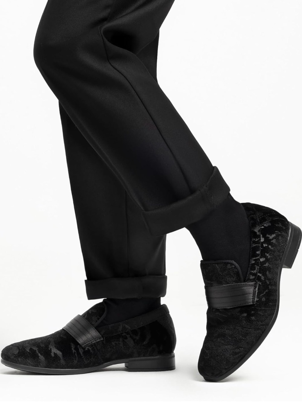 Bruno Marc Boys’ Dress Shoes Tuxedo Loafers Black Velvet Slip-On Size 12C